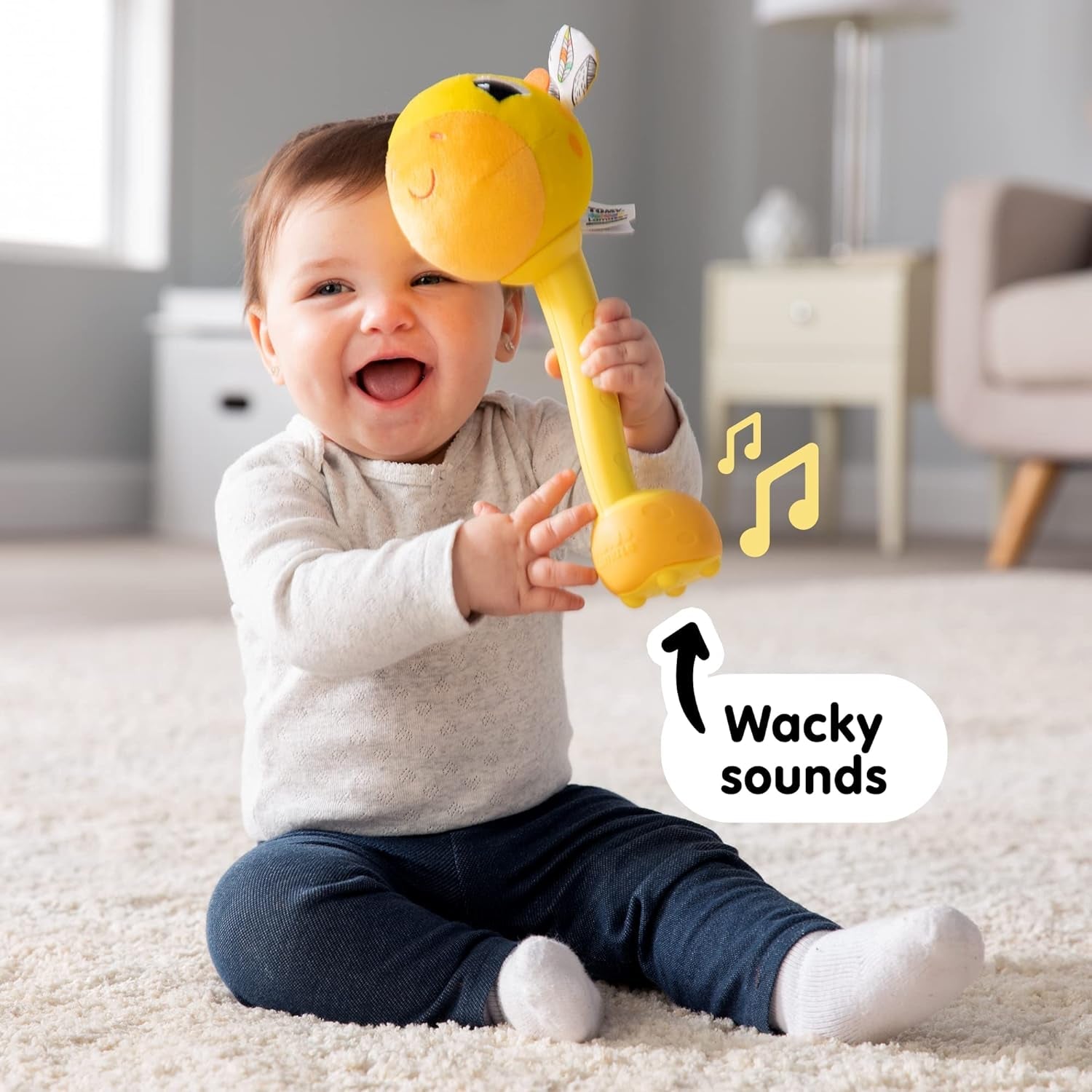 Lamaze L27471 Crazy Giraffe, hračka pro novorozence, barevná senzorická hračka pro miminko, dárek pro nové rodiče, vývojová hračka pro chlapce a dívky od 12 měsíců Baby Toys Naty Shop