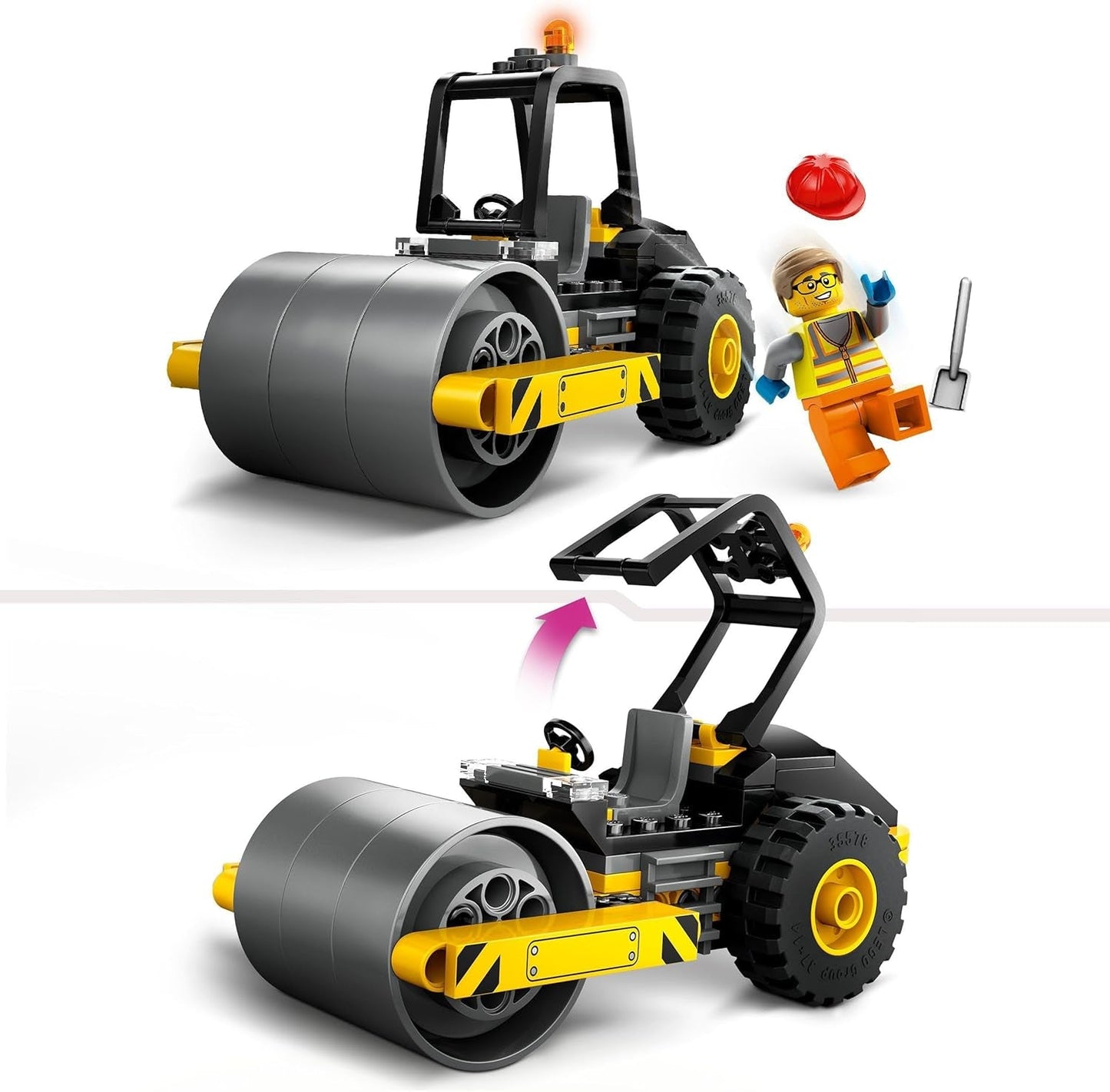 Stavební vozidlo LEGO City Road Roller pro 5leté děti Hračka s parním válečkem s minifigurkou stavebního dělníka Nápaditý herní zážitek pro chlapce a dívky Malý zábavný dárek 60401 Stavebnice Besuche den LEGO-Store