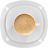 Van Well Lilli Coffee Service pro 12, 36dílnou sadu čtvercového bílého porcelánového nádobí se zakřivenými hranami pro dokonale uspořádaný konferenční stolek - Lze mýt v myčce