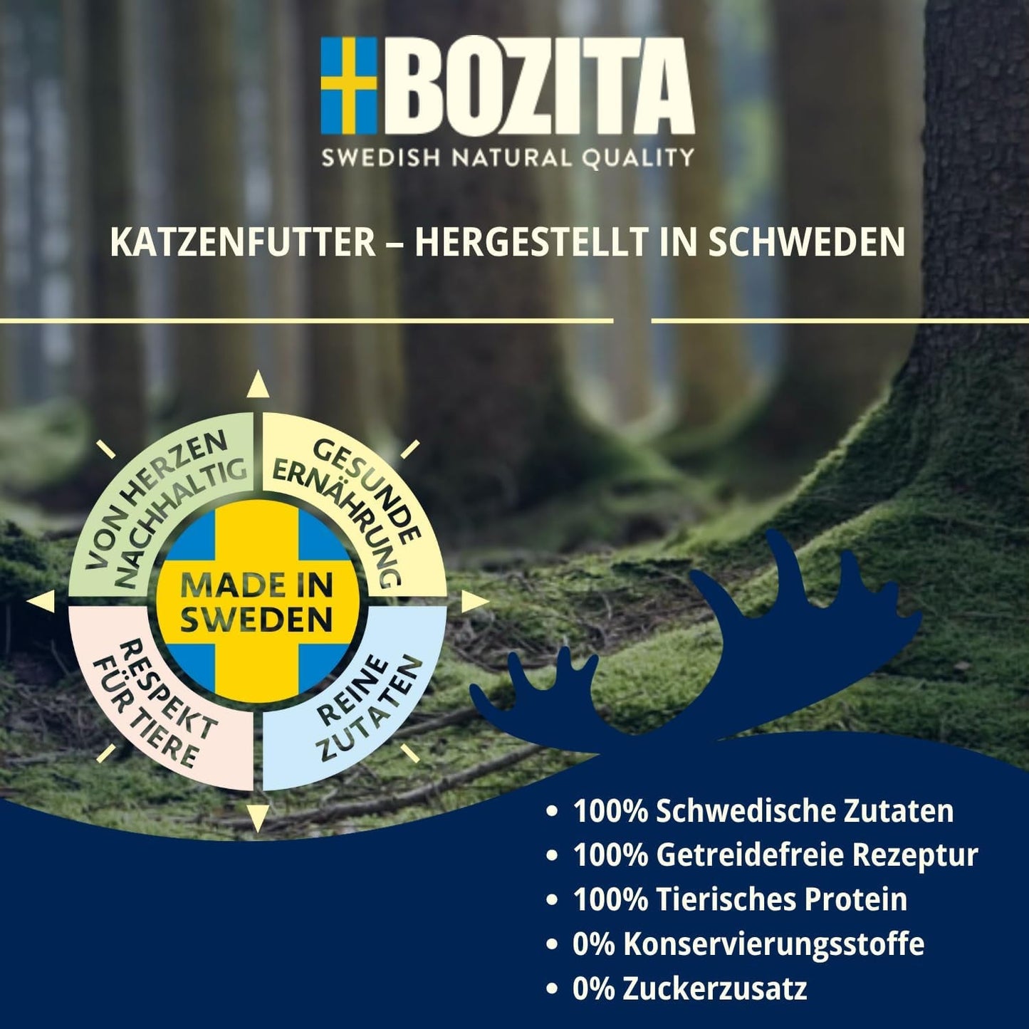 Bozita Mousse MSC Losos - 12 x 85 g vlhké krmivo pro kočky s jemnou texturou pěny a lososa - receptura bez obilovin, bez přidaného cukru a barviv - s postbiotiky pro podporu střevní flóry