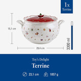 Villeroy & Boch Toy's Delight Terrine, 3 litry, prémiový porcelán, bílá/červená
