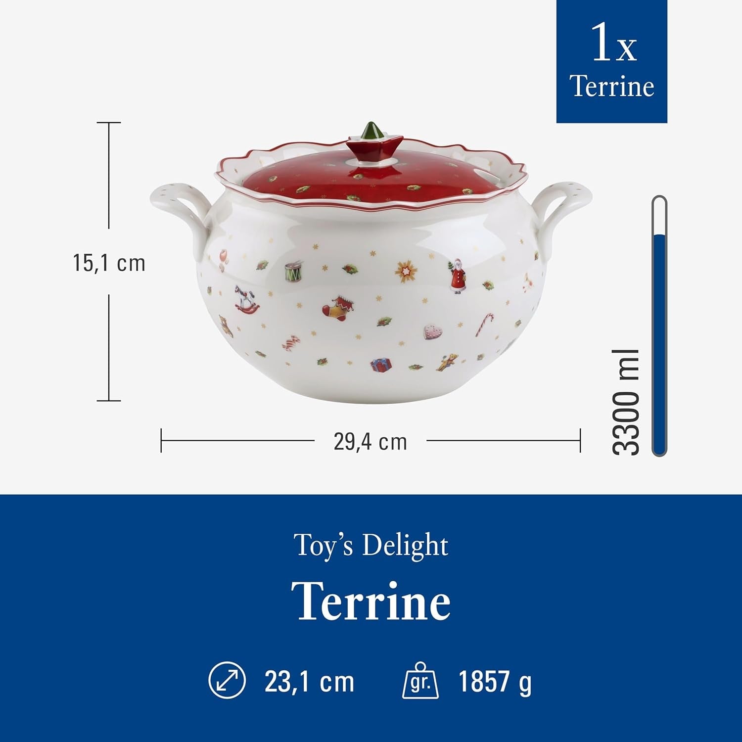 Villeroy & Boch Toy's Delight Terrine, 3 litry, prémiový porcelán, bílá/červená