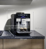 Automatický espresso kávovar Siemens EQ.6 plus s700 TE657503DE, na mnoho kávových specialit, napěňovač mléka, keramický mlýnek, dvojitá funkce kávy, proti vodnímu kameni, automatické čištění párou, 1500 W, nerez