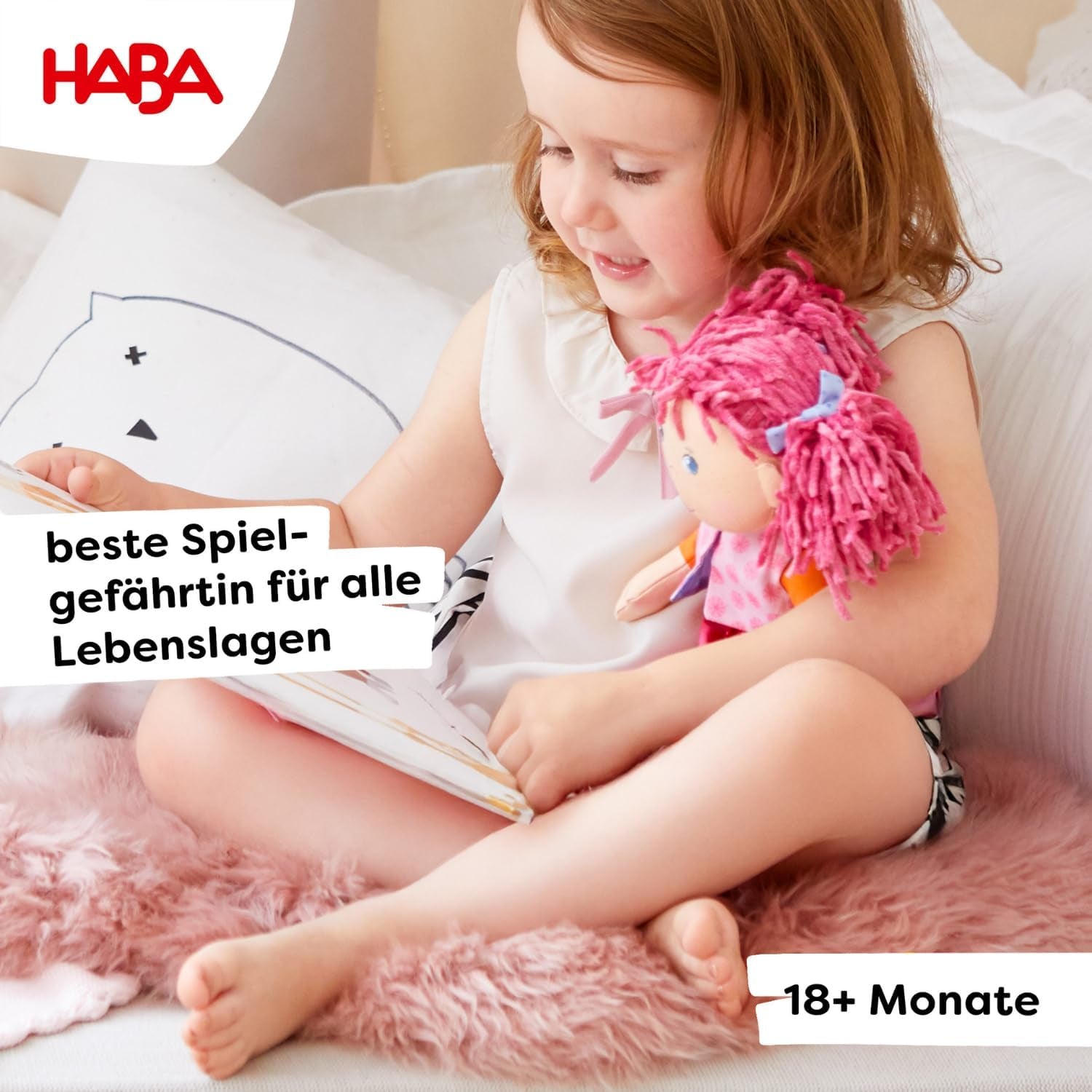Panenka HABA Lily Lou - Měkká látková panenka od 18 měsíců - 30 cm s oblečením a vlásky - Ideální parťák na hraní pro malé děti - 1302842001