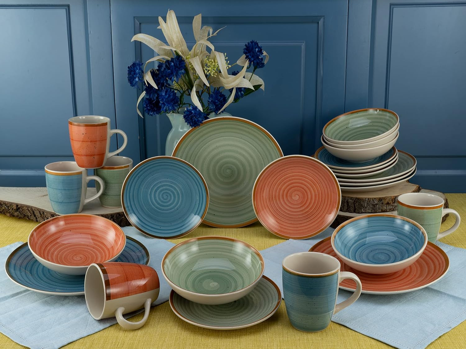CreaTable, 22851, COUNTRY Series, 24dílná sada nádobí pro 6, porcelánová kombinovaná služba, vhodné do myčky a mikrovlnné trouby, kvalitní výroba
