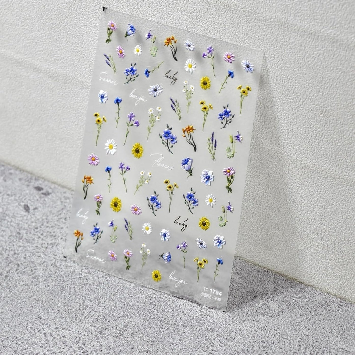 JMEOWIO 3D Nálepka na nehty Bunte Blumen Nálepka na nehty Selbstklebend Nagelaufkleber 5D Stereoskopisch Frühlings Letní Blumen Dekorace Nageldesign Zubehör 2 Blatt