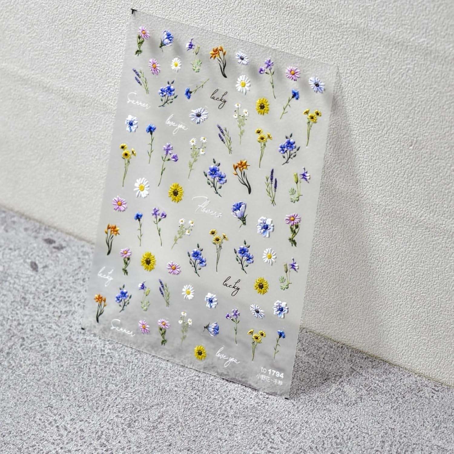 JMEOWIO 3D Nálepka na nehty Bunte Blumen Nálepka na nehty Selbstklebend Nagelaufkleber 5D Stereoskopisch Frühlings Letní Blumen Dekorace Nageldesign Zubehör 2 Blatt