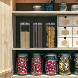 Sada 3 ks dóz Relaxdays, uzavřené, nerezové víko, na těstoviny, müsli a rýži, 1,5litrová kuchyňská dóza, průhledná stříbrná, 24 x 9,5 x 9,5 cm, průhledné stříbrné dózy na potraviny Naty Shop