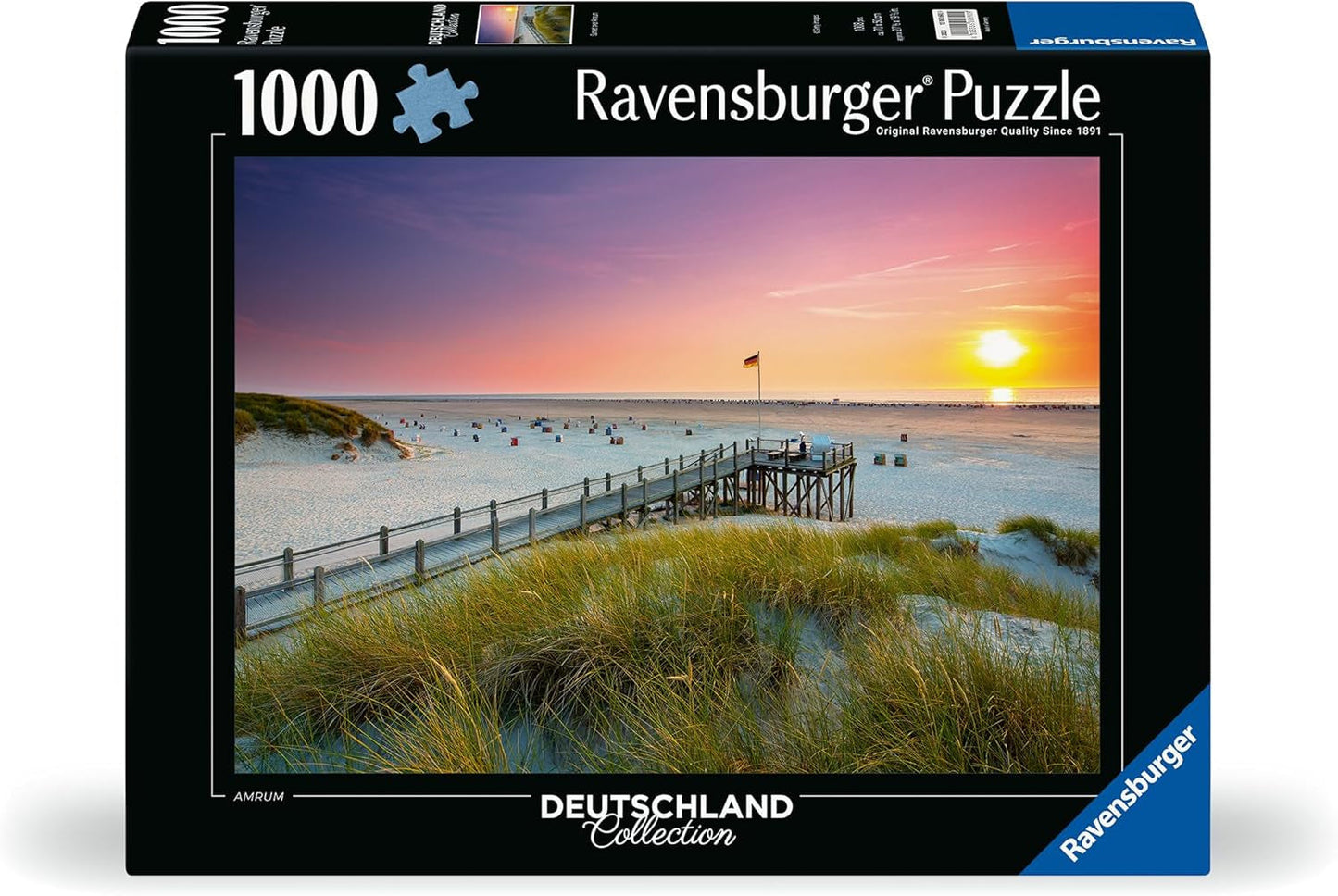 Puzzle Ravensburger 12000690 - Západ slunce nad Amrumem - 1000 dílkové puzzle pro dospělé a děti od 14 let, puzzle pláž Severní moře Puzzle Naty Shop