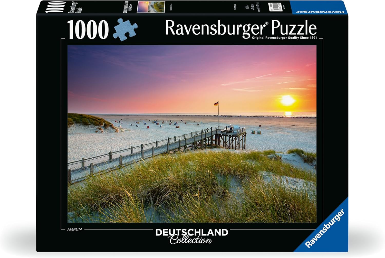 Puzzle Ravensburger 12000690 - Západ slunce nad Amrumem - 1000 dílkové puzzle pro dospělé a děti od 14 let, puzzle pláž Severní moře Puzzle Naty Shop