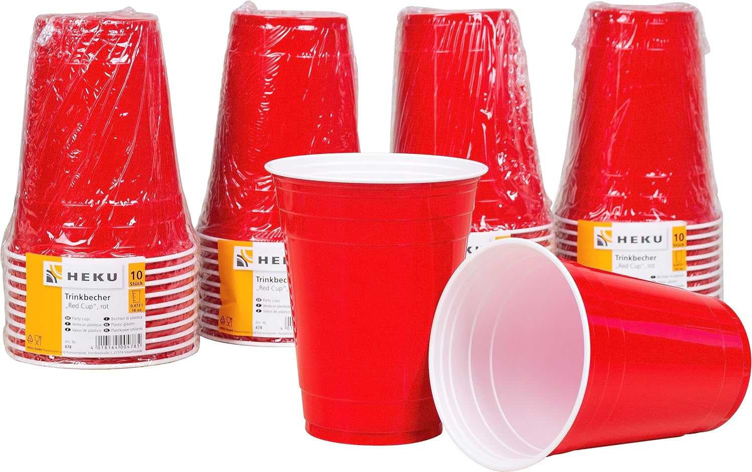 HEKU 191-ks. USA Party Set I Papírové talíře Ø23Cm, červené kelímky, 3vrstvé ubrousky 33X33Cm, sběrač dekorací, řetízek s vlajkou 10M I Ideální pro tématické večírky a státní svátky