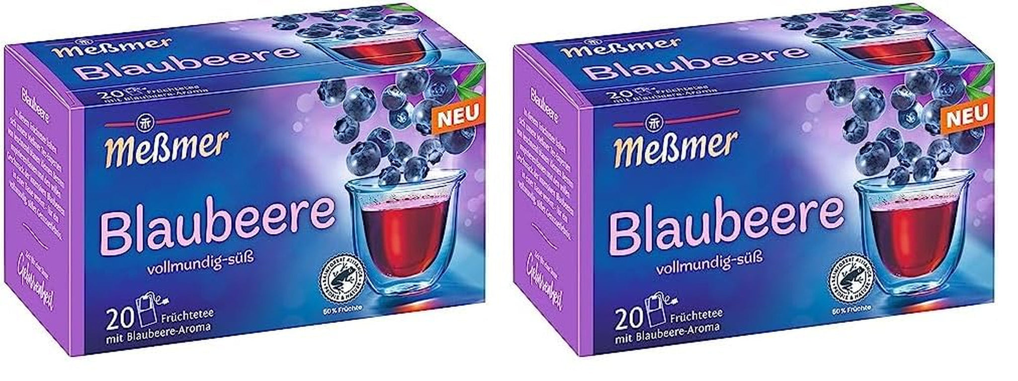 Meßmer Borůvka | 20 čajových sáčků | Bez lepku | Bez laktózy | Veganské (2 balení)