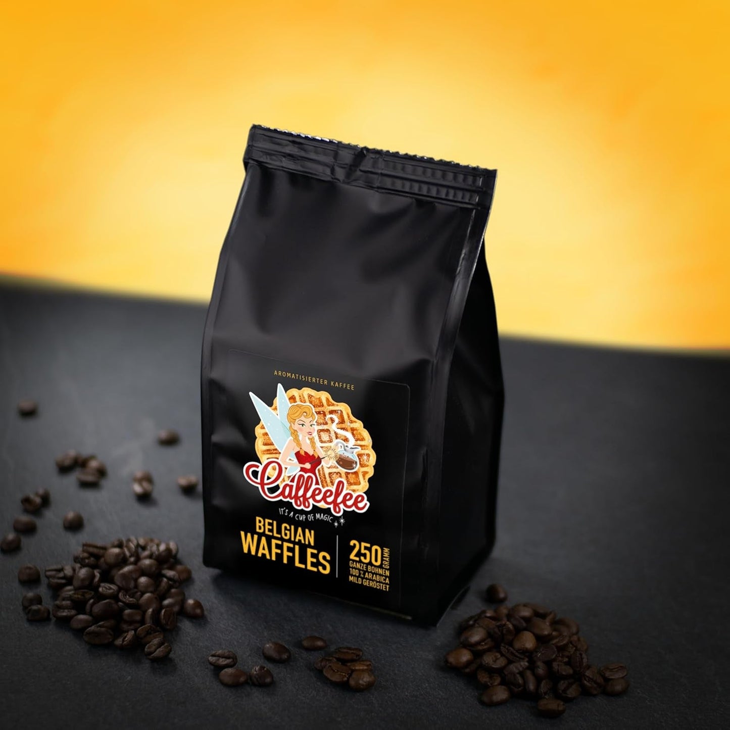 Caffeefee Belgické vafle Bohnen, 250 g, aromatisierter Röstkaffee