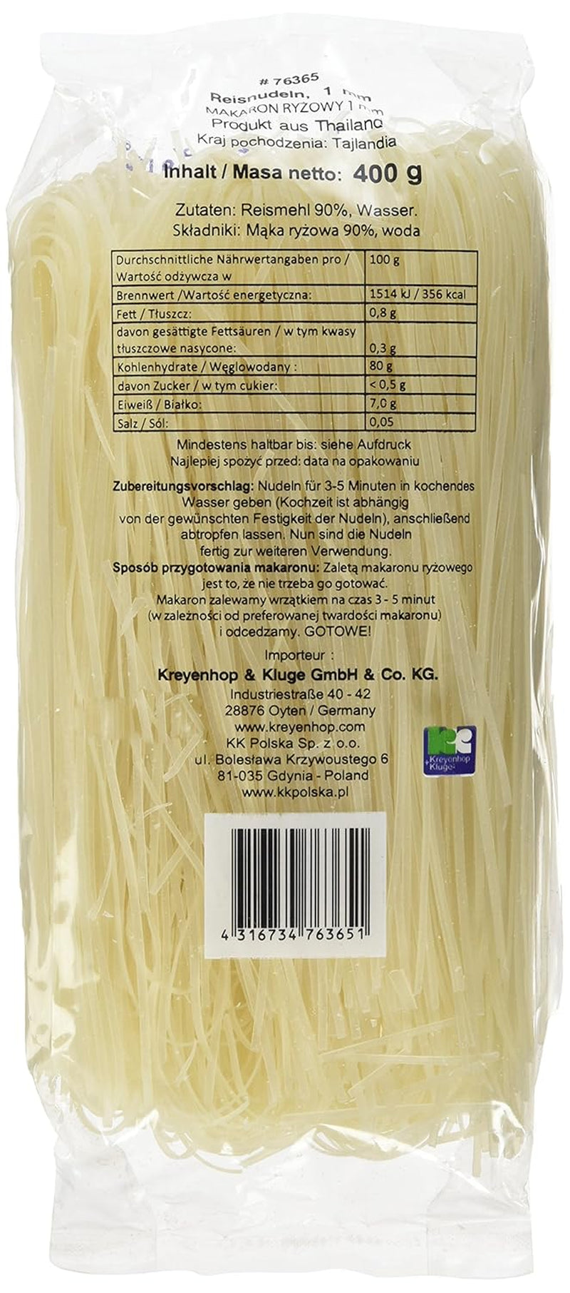 Rýžové nudle – thajské, 1 mm široké nudle z rýžové stuhy, vyrobené z rýžové mouky – 17 x 400 g