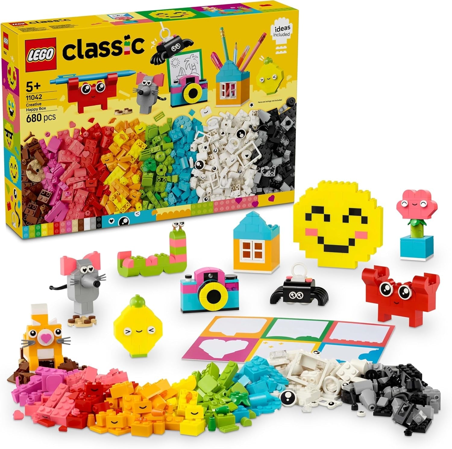 Kreativní zábavná krabice LEGO Classic, Barevné kostky na stavění pro nápadité hraní rolí, Stavebnice pro začátečníky, Hračky pro dívky a chlapce od 5 let, Přestavitelné modely 11042 Stavebnic Besuche den LEGO-Store Výchozí název