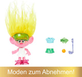 Mattel DREAMWORKS Trolls United We Stand - Panenka Viva s chlupatými překvapeními se zářivě žlutými plyšovými vlásky a 3 doplňky pro překvapení, pro děti od 3 let, HNF11