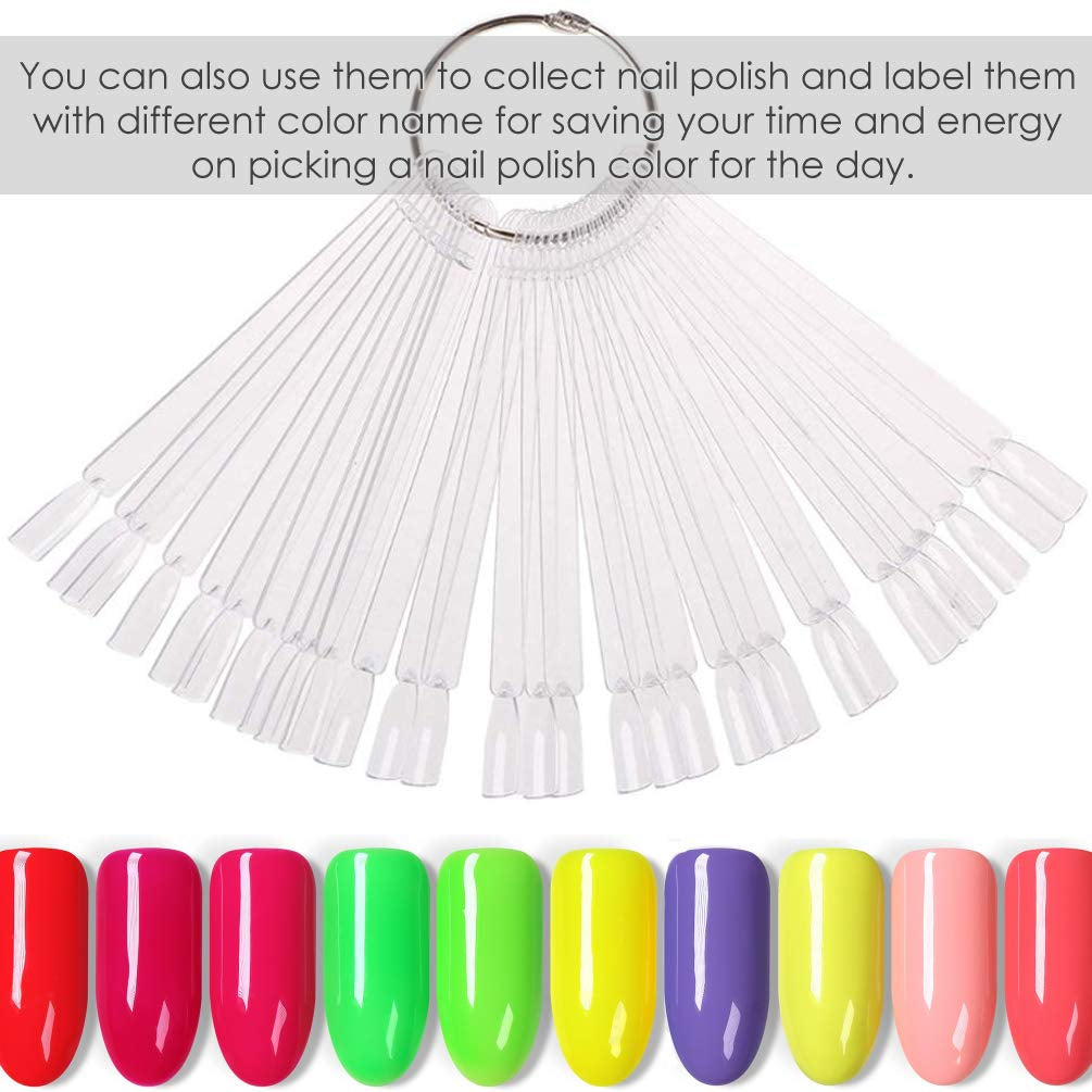 150 Stück Nail Art Tips Prsten, transparentní Farbe Karte Platten Nagelleck Display Ring Sticks, Nagel Salon Übungen Display Tips na nehty