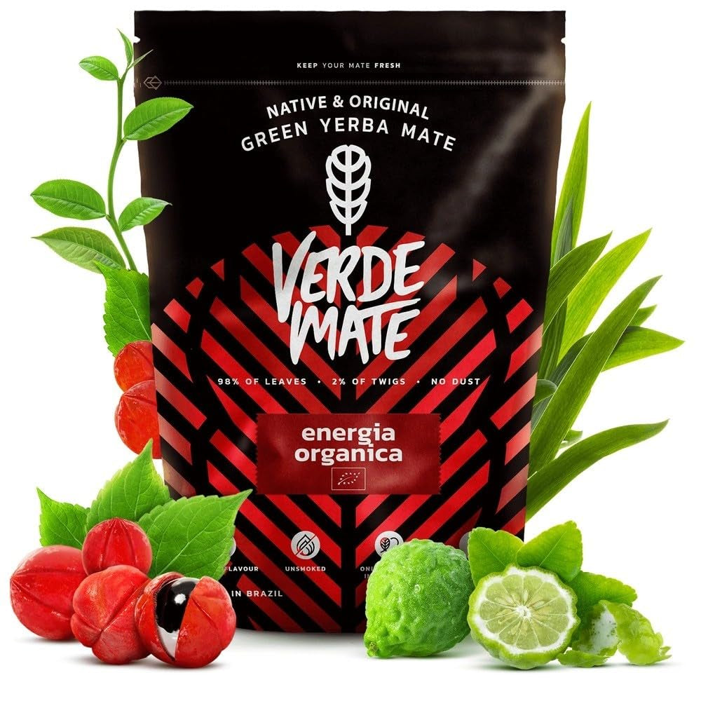 Green Mate Green Orgánica Energy Guarana 500G | Organický čaj Yerba Mate z Brazílie | Přirozený obsah kofeinu | Organický čaj Maté