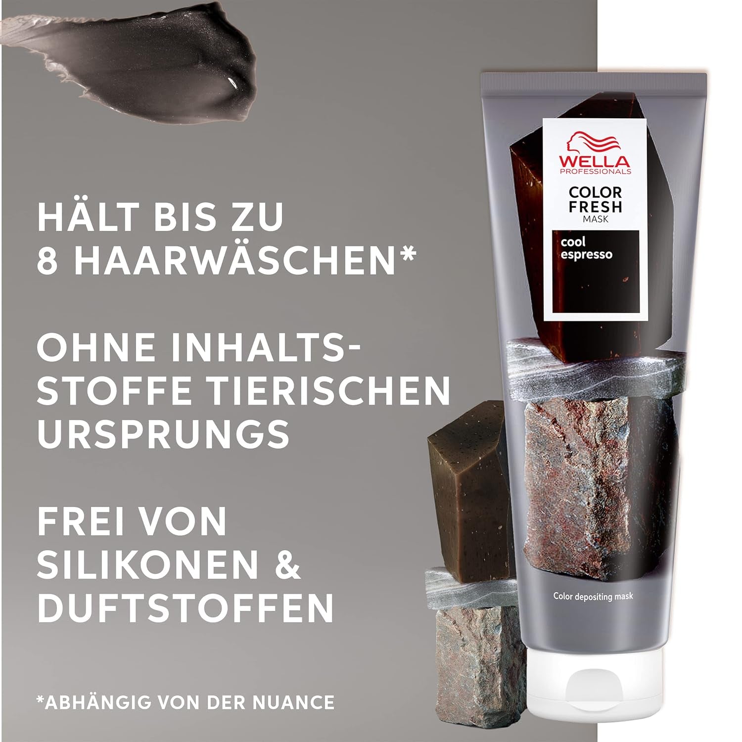 Wella Professionals Color Fresh Mask Cool Espresso - kúra pro revitalizaci a změnu barvy vlasů - výživný odstín s avokádovým olejem - pro černé a černé vlasy - 150 ml Naty Shop Hair Mask