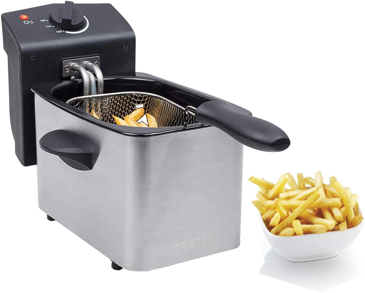 Fritéza Tristar z nerezové oceli – s kapacitou 2 litry, funkcí studené zóny a nastavitelným termostatem až do 190 °C, FR-6919, stříbrná Spotřebiče Naty Shop Výchozí název
