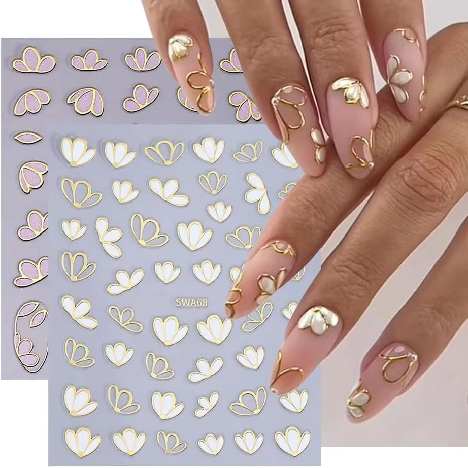 JMEOWIO Nálepka na nehty Blume 9 Blatt Nálepka na nehty Selbtklebend Nagelaufkleber Frühling Letní květinová dekorace Nageldesign Zubehör