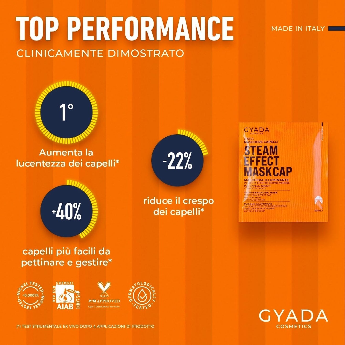 GYADA COSMETICS, maska na vlasy z lehkého a revitalizujícího materiálu, dodává lesk a hebkost, vyživující a opravující účinek, s termálním uzávěrem, na bázi kokosového oleje a avokáda, 60 ml Naty Shop maska na vlasy
