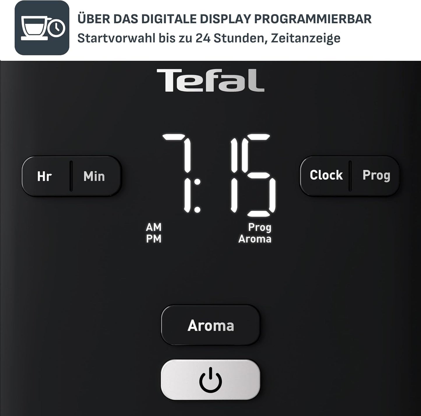 Espresso Tefal Smart'n Light s časovačem, Espresso s programovatelným filtrem 1,25 l, funkce aroma pro intenzivní aroma, funkce udržování teploty, proti odkapávání a snadné čištění, černá