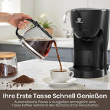 Filtrační kávovar 1,25 l na 10 šálků filtrované kávy, skleněná karafa vhodná do myčky, termoska, systém proti odkapávání, automatické vypínání, 600 W, ochrana proti varu bez vody pro domácnost a kancelář