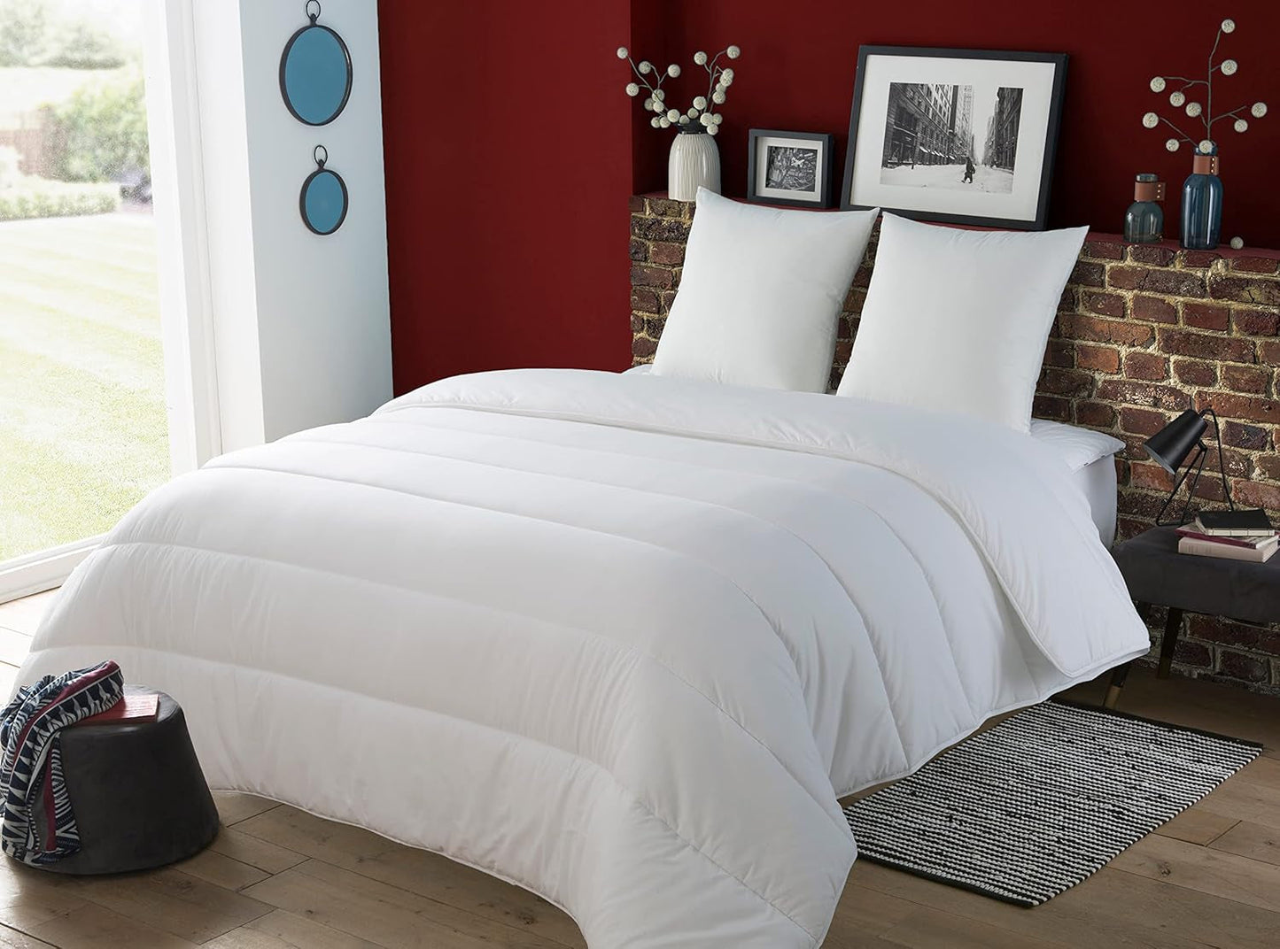 30519 220/240 Povlak na přikrývku a 2 polštáře Polyester/Bavlna Bílá 220 X 240 Cm Přikrývky a přikrývky Naty Shop Unicolor
