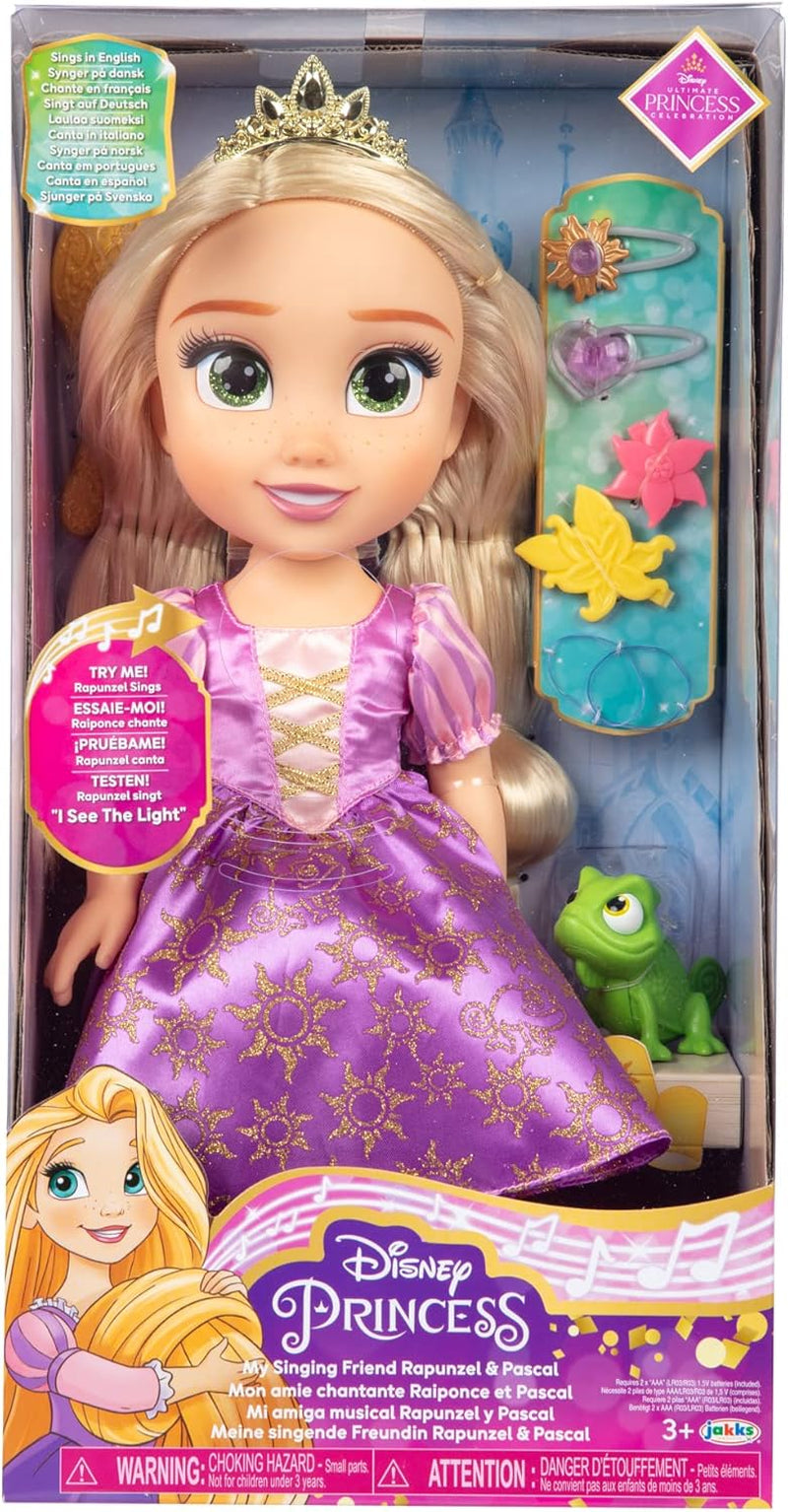 Disney Princezna Rapunzel 35 cm zpívající panenka, zpívá „I See The Light“, včetně doplňků pro větší zábavu, ideální pro dívky od 3 let, fialová