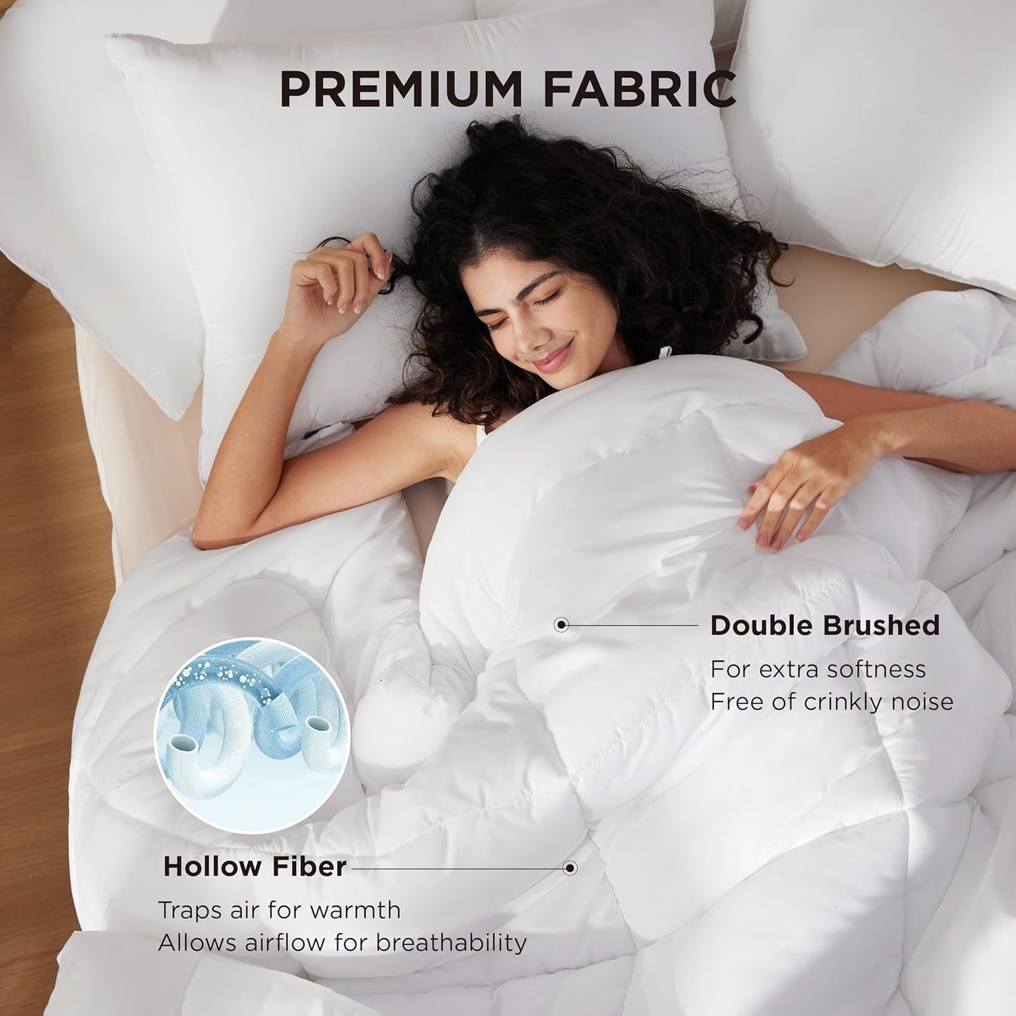 BEDSURE Prošívaná přikrývka plná/královna (88"X88") Bílé přikrývky a přikrývky Naty Shop