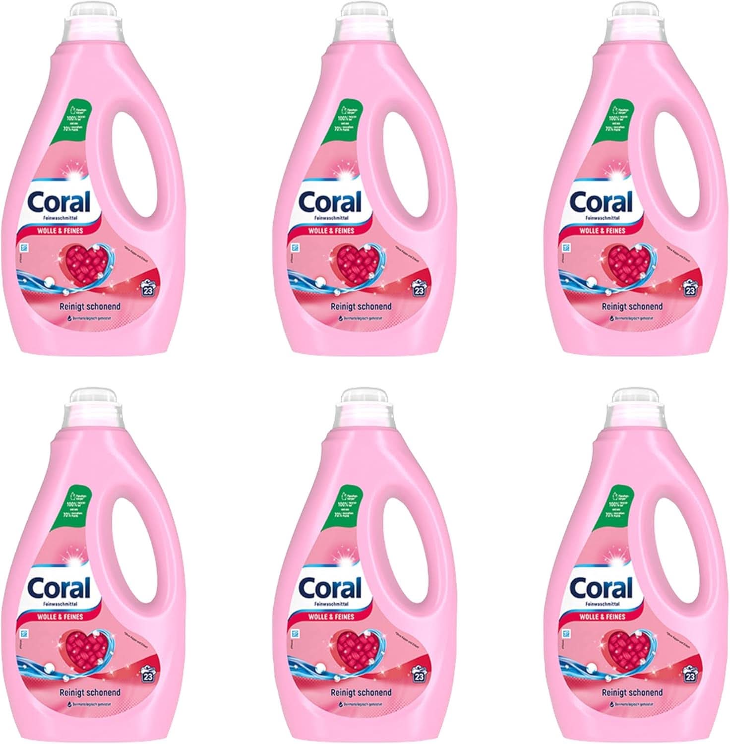 Coral jemný tekutý prací prostředek na vlnu a jemné prádlo, 23 praní, 1,15 litru Prací prostředky Naty Shop Set 6 x 1,15 litru