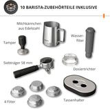 Krups Precision manuální espresso kávovar s portafiltrem a mlýnkem, baristický kávovar s intuitivním ovládacím panelem, nastavení předinfuze, espresso kávovar s parní tryskou, rychlý ohřev, XP801T10