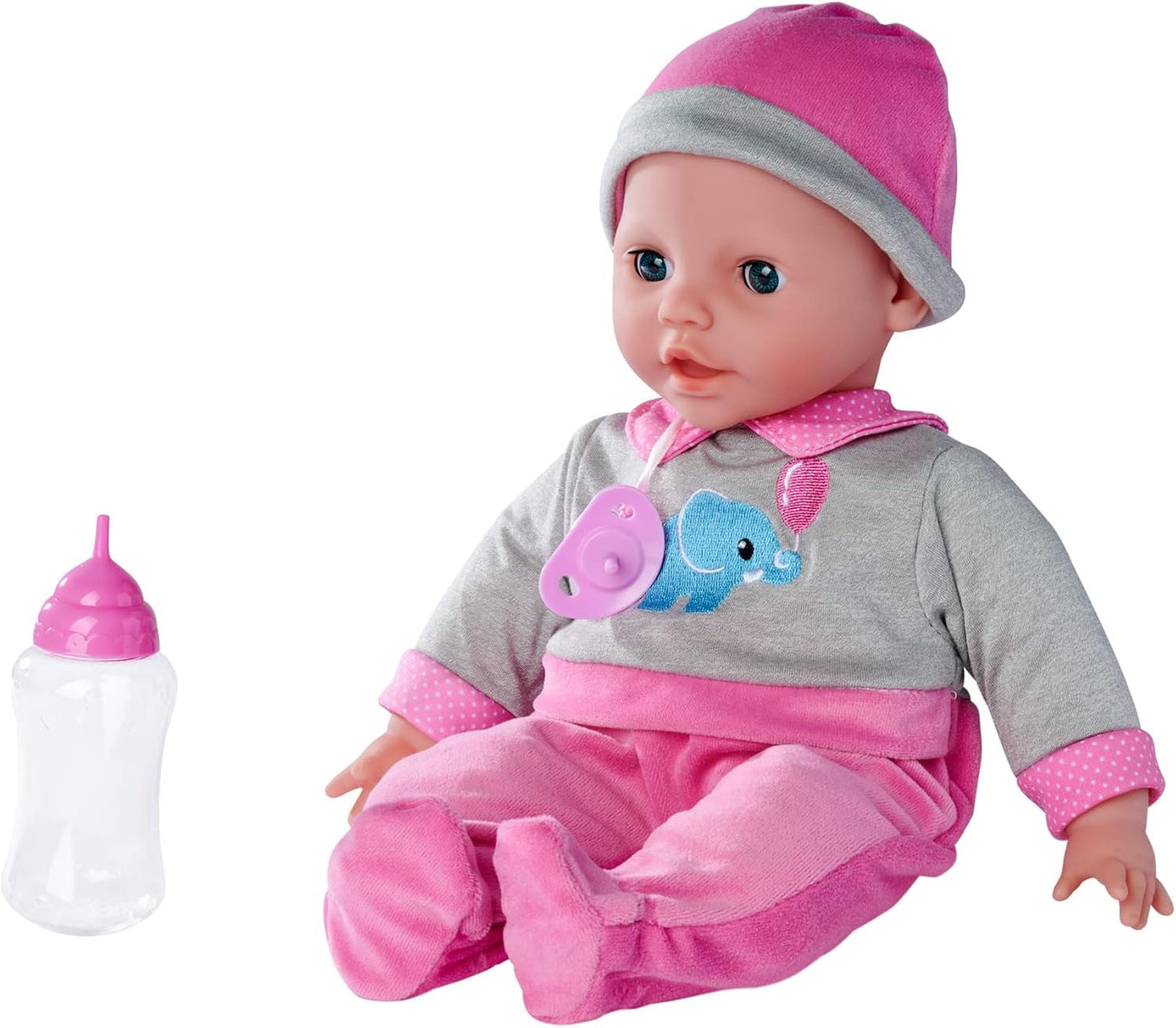 Simba 105140066 - Laura Interactive, panenka s měkkým tělem a ospalýma očima, při pohybu blábolí, pije z lahvičky a usíná, 40 cm, panenka pro děti od 2 let