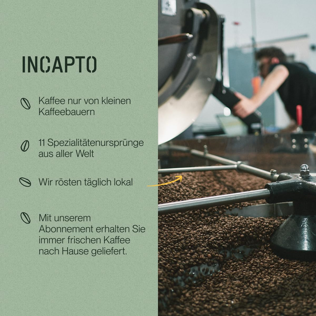 Incapto Ganze Entkofeinierte Kaffeebohnen | Ohne Chemikalien | Mischung aus 100% Arabica-Kaffee aus Brasilien | Ungemahlen Espresso Bohnen | Švýcarská voda bez kofeinu, balení 500g