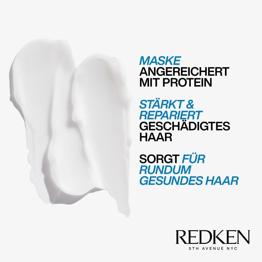 Redken Intenzivní maska na vlasy pro všechny poškozené vlasy, opravuje a regeneruje Maska pro extrémní sílu Builder Plus proti lámání 1 x 250 ml Naty Shop Hair Mask