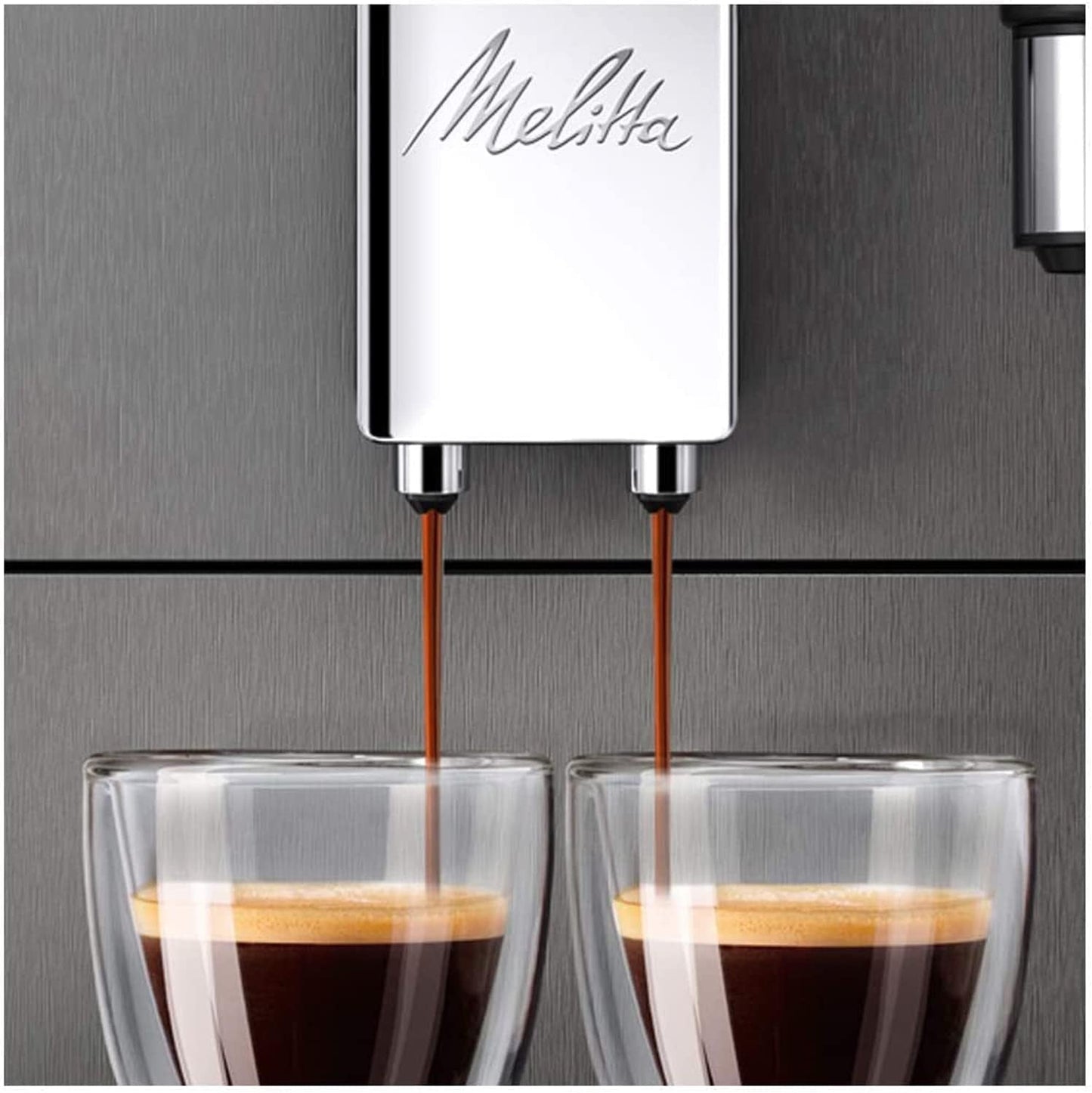 Melitta Avanza - Plně automatický espresso kávovar s mléčným systémem, espressovač s mlýnkem a extra velkou nádrží na vodu (1,5 l) např. cappuccino nebo espresso, mystický titán