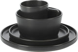 Sada Bowery Dinnerware, 32 dílná, matná černá, kamenina, talíře, misky a hrnky, slouží 8
