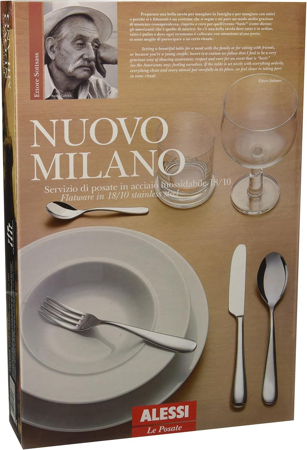Alessi 5180S24M Nuovo Milano Monoblok sada příborů 24 kusů leštěná nerezová ocel 18/10 Kitchen Naty Shop