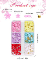 Kalolary Květiny Nail Art Charms, 3D akrylové květiny na nehty Pět okvětních lístků Květinové ozdoby Kamínky na nehty Smíšené kovové korálky pro DIY Nail Art Design Výroba šperků (2 krabičky)