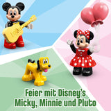 LEGO 10941 DUPLO Disney Mickey a Minnie narozeninový vláček, vláček s dortem a balónky, dárek pro děti od 2 let Stavebnice Besuche den LEGO-Store