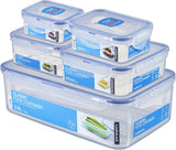 Sada dóz LocknLock PP Classic 5ks | 180ml, 350ml, 600ml, 870ml, 3,6L | 100% vzduchotěsné a vodotěsné | bez BPA | organizér do mrazničky a chladničky | vhodné do myčky a mikrovlnné trouby Dózy na potraviny Naty Shop Square 5ks.
