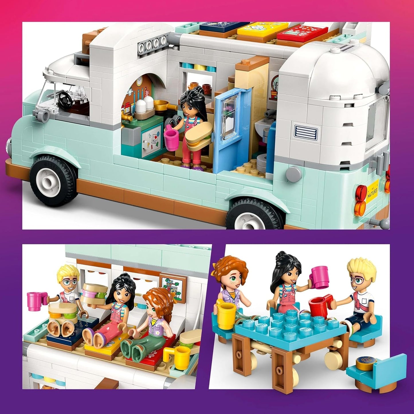 Karavana LEGO Friends, stavebnice na hraní rolí s karavanem, dárek pro dívky od 7 let, kreativní sada se 3 minifigurkami a figurkou fretky 42663 Stavebnice Besuche den LEGO-Store