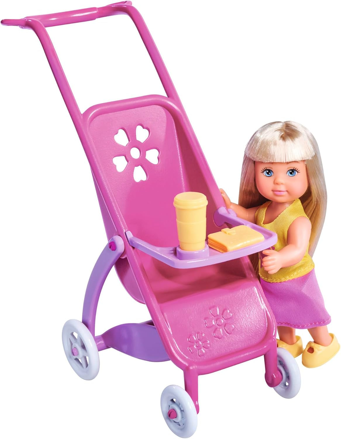 Simba 105733673 - Steffi Love Šťastná rodina, těhotná panenka, Kevin, Evi a miminko s kočárkem, 11 kusů, doplňky, 30 cm, věk 3+