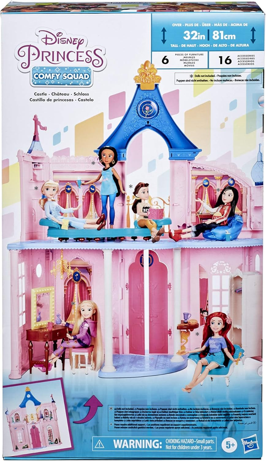 Disney Princess Castle Pohodlný domeček pro panenky se 6 kusy nábytku a 16 doplňky Hračka pro 5leté dívky Domky pro panenky Naty Shop