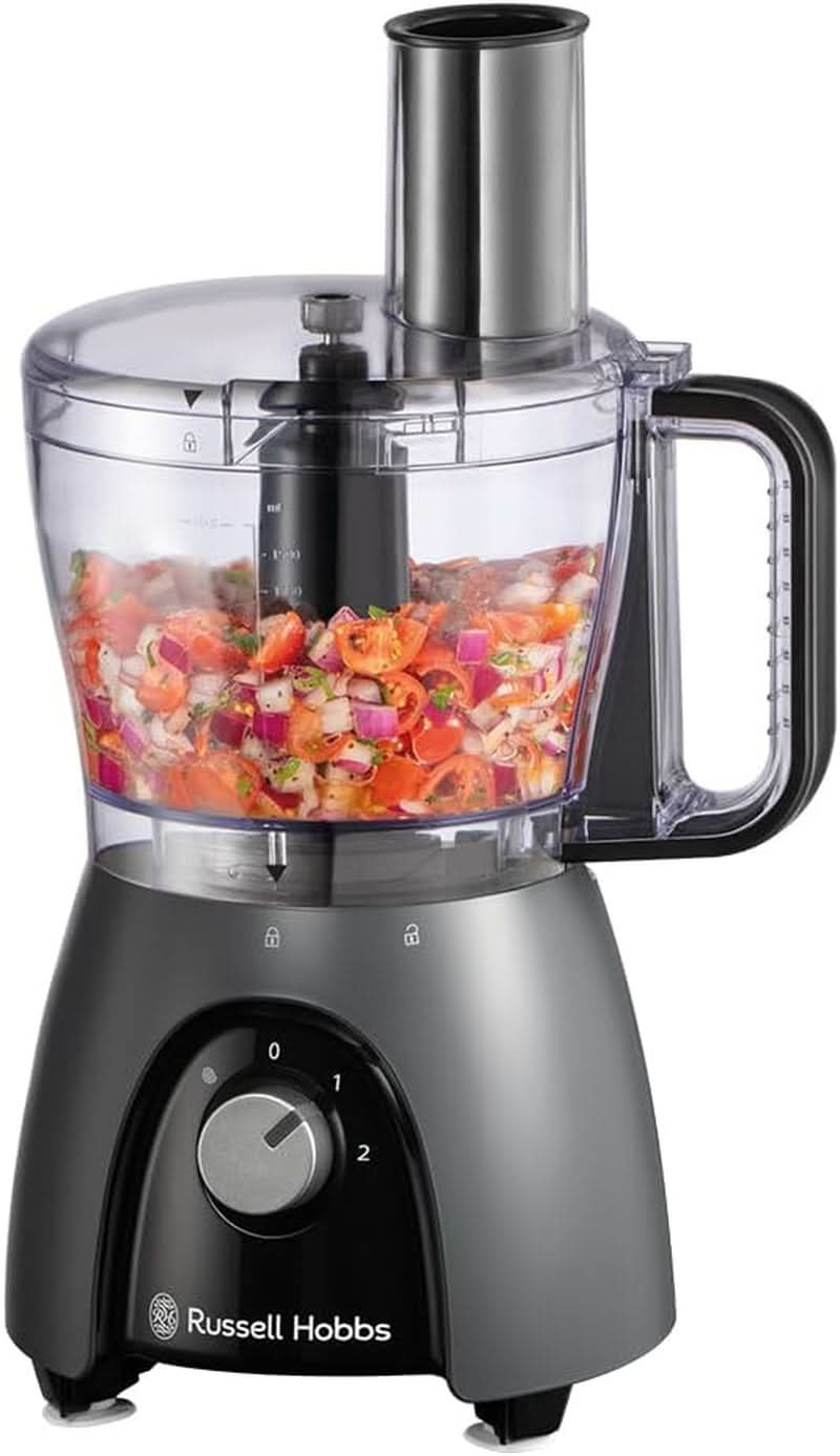 Kuchyňský robot Russell Hobbs [Blender/sekáček na zeleninu/stolní mixér/sekáček/mixér] Kuchyňský robot (hnětení, mixování a krájení), Matte Charcoal Kitchen Naty Shop