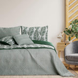 Ameliahome Přehoz na postel Přehoz na postel 170X210 Cm Oboustranný Přehoz na postel se snadnou údržbou Vzor rostlin Zelená Bílá Tropické Postele Bonaire a přikrývky Besuche den AmeliaHome-Store