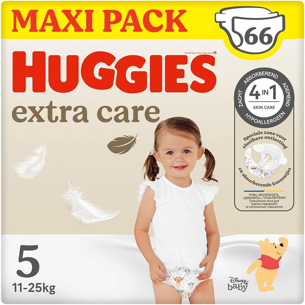Dětské plenky Huggies Extra Care s Disney, velikost 5 (12-22 kg), 2 balení x 33 plen, celkem 66 plen