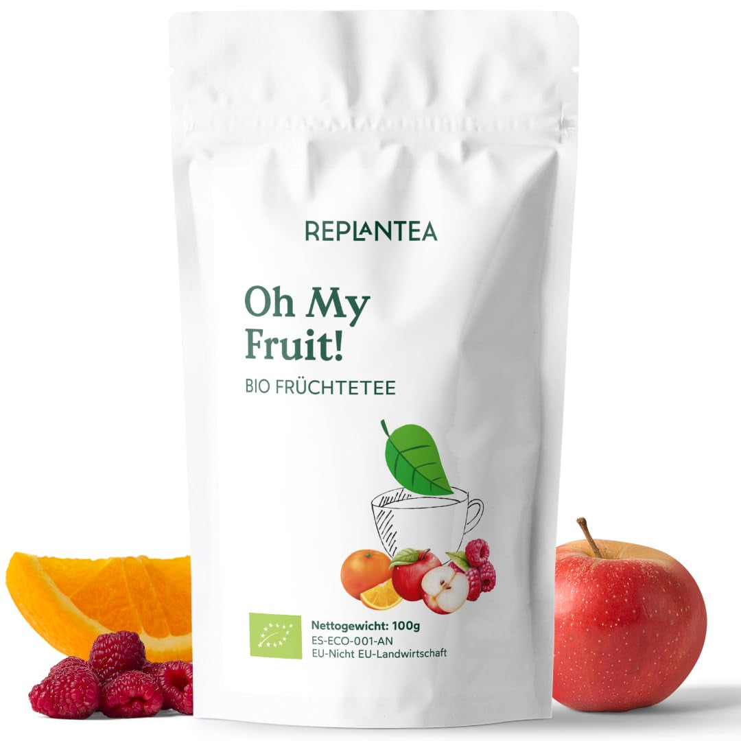 Oh My Fruit BIO ovocný čaj 100 g (50 šálků) | Sypaný ovocný čaj s jablky, ibiškem, malinami, pomeranči a listy stévie REPLANTEA