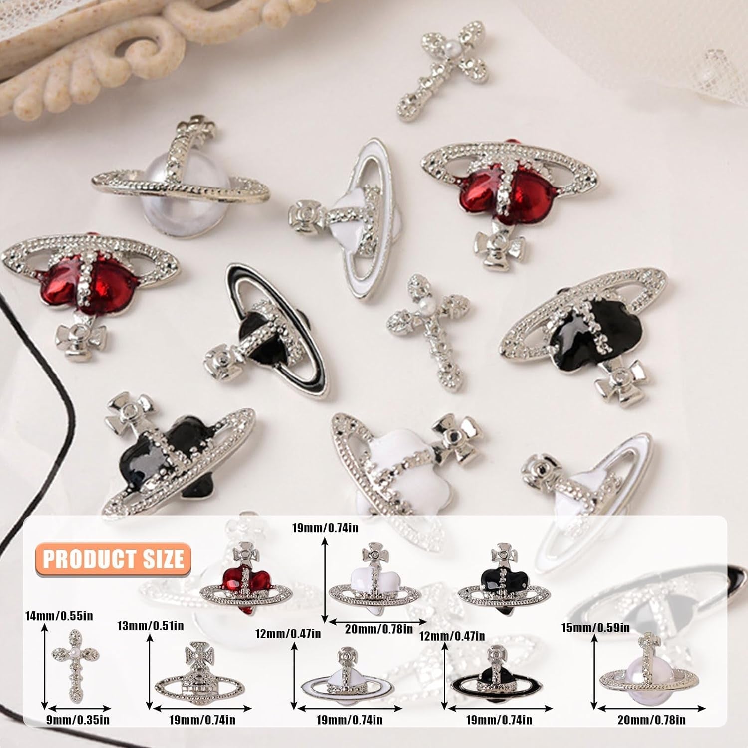 Planet Nail Art Charms, 32 Stück Saturn Shape Nagel Edelsteine ​​​​Für Acrylnägel, Glänzender Nagel Strasssteines Mädchen Nail Art DIY Handwerk Dekoration Zubehör